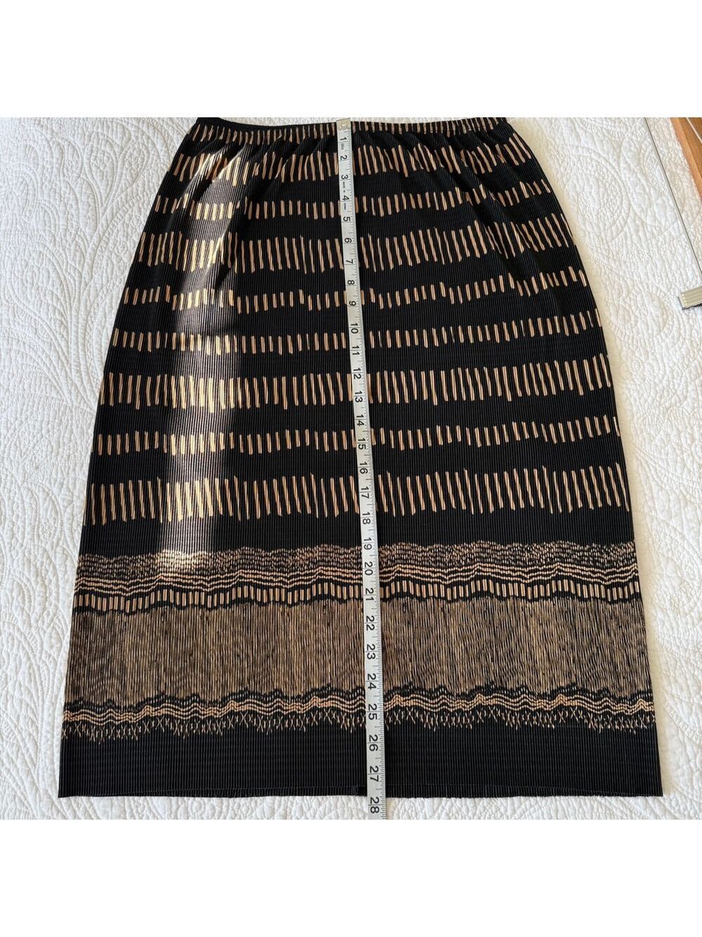 Vintage Carroll Reed Black Gold Pleated Midi Skirt Womens Size Medium 90s - Picture 9 of 9